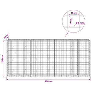Γκαμπιόν με σύρμα 5 mm και πλέγμα 10x10 cm 350x50x150 εκ - Pakobazaar