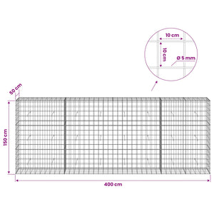 Γκαμπιόν με σύρμα 5 mm και πλέγμα 10x10 cm 400x50x150 εκ