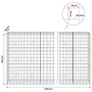 Γκαμπιόν με σύρμα 5 mm και πλέγμα 10x10 cm 650x50x150 εκ