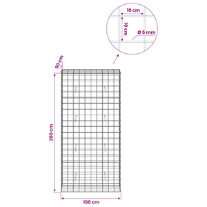 Γκαμπιόν με σύρμα 5 mm και πλέγμα 10x10 cm 100x50x200 cm - Pakobazaar