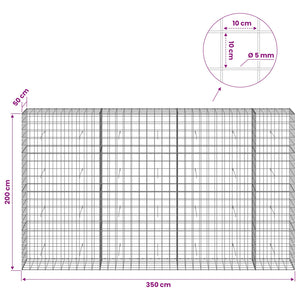 Γκαμπιόν με σύρμα 5 mm και πλέγμα 10x10 cm 350x50x200 εκ - Pakobazaar