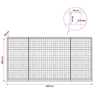 Γκαμπιόν με σύρμα 5 mm και πλέγμα 10x10 cm 400x50x200 εκ - Pakobazaar