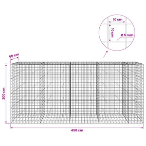 Γκαμπιόν με σύρμα 5 mm και πλέγμα 10x10 cm 450x50x200 εκ - Pakobazaar