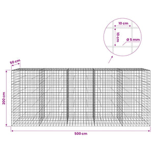 Γκαμπιόν με σύρμα 5 mm και πλέγμα 10x10 cm 500x50x200 εκ - Pakobazaar