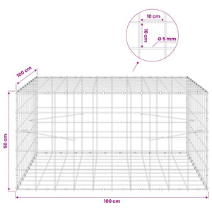 Γκαμπιόν με σύρμα 5 mm και πλέγμα 10x10 cm 100x100x50 εκ - Pakobazaar