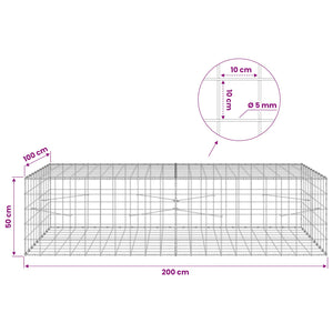 Γκαμπιόν με σύρμα 5 mm και πλέγμα 10x10 cm 200x100x50 εκ - Pakobazaar