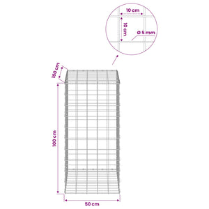 Γκαμπιόν με σύρμα 5 mm και πλέγμα 10x10 cm 50x100x100 εκ