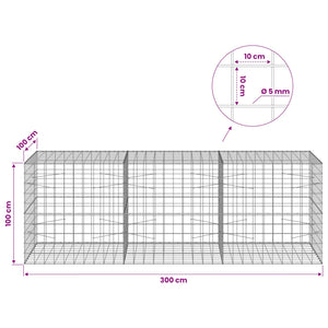 Γκαμπιόν με σύρμα 5 mm και πλέγμα 10x10 cm 300x100x100 εκ. - Pakobazaar