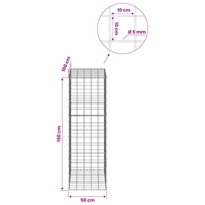 Γκαμπιόν με σύρμα 5 mm και πλέγμα 10x10 cm 50x100x150 εκ. - Pakobazaar