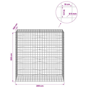 Γκαμπιόν με σύρμα 5 mm και πλέγμα 10x10 cm 200x100x200 εκ