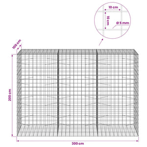 Γκαμπιόν με σύρμα 5 mm και πλέγμα 10x10 cm 300x100x200 εκ