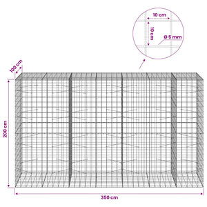 Γκαμπιόν με σύρμα 5 mm και πλέγμα 10x10 cm 350x100x200 εκ. - Pakobazaar