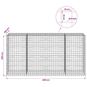 Γκαμπιόν με σύρμα 5 mm και πλέγμα 10x10 cm 400x100x200 εκ