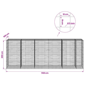 Γκαμπιόν με σύρμα 5 mm και πλέγμα 10x10 cm 550x100x200 εκ. - Pakobazaar