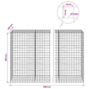 Γκαμπιόν με σύρμα 5 mm και πλέγμα 10x10 cm 800x100x200 εκ - Pakobazaar