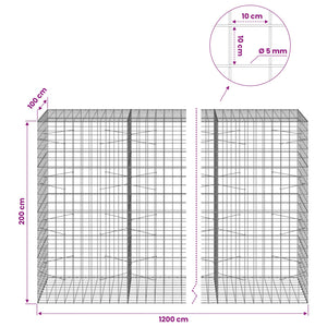 Γκαμπιόν με σύρμα 5 mm και πλέγμα 10x10 cm 1200x100x200 εκ.