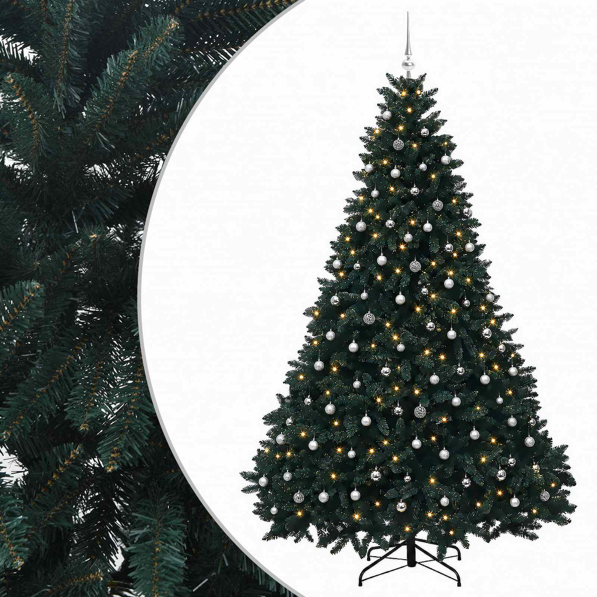 Τεχνητό χριστουγεννιάτικο δέντρο σκούρο πράσινο με μπάλες
