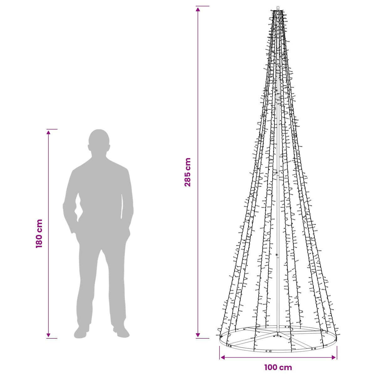 LED Χριστουγεννιάτικο Δέντρο 285 εκ. 1550 LED Θερμό λευκό