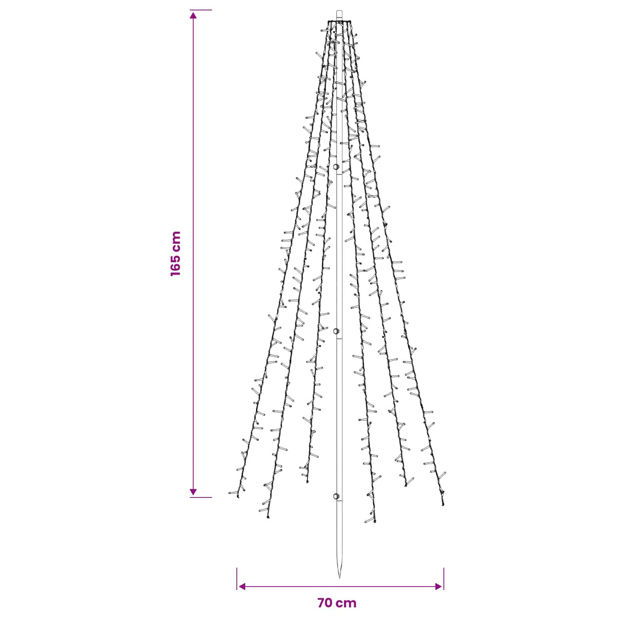 LED Χριστουγεννιάτικο Δέντρο 165 εκ. 540 LED Θερμό λευκό Ατσάλι