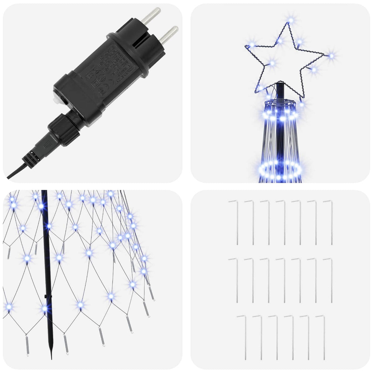 LED Χριστουγεννιάτικο Δέντρο 180 εκ. 230 LED Μπλε Σίδερο Μαύρο