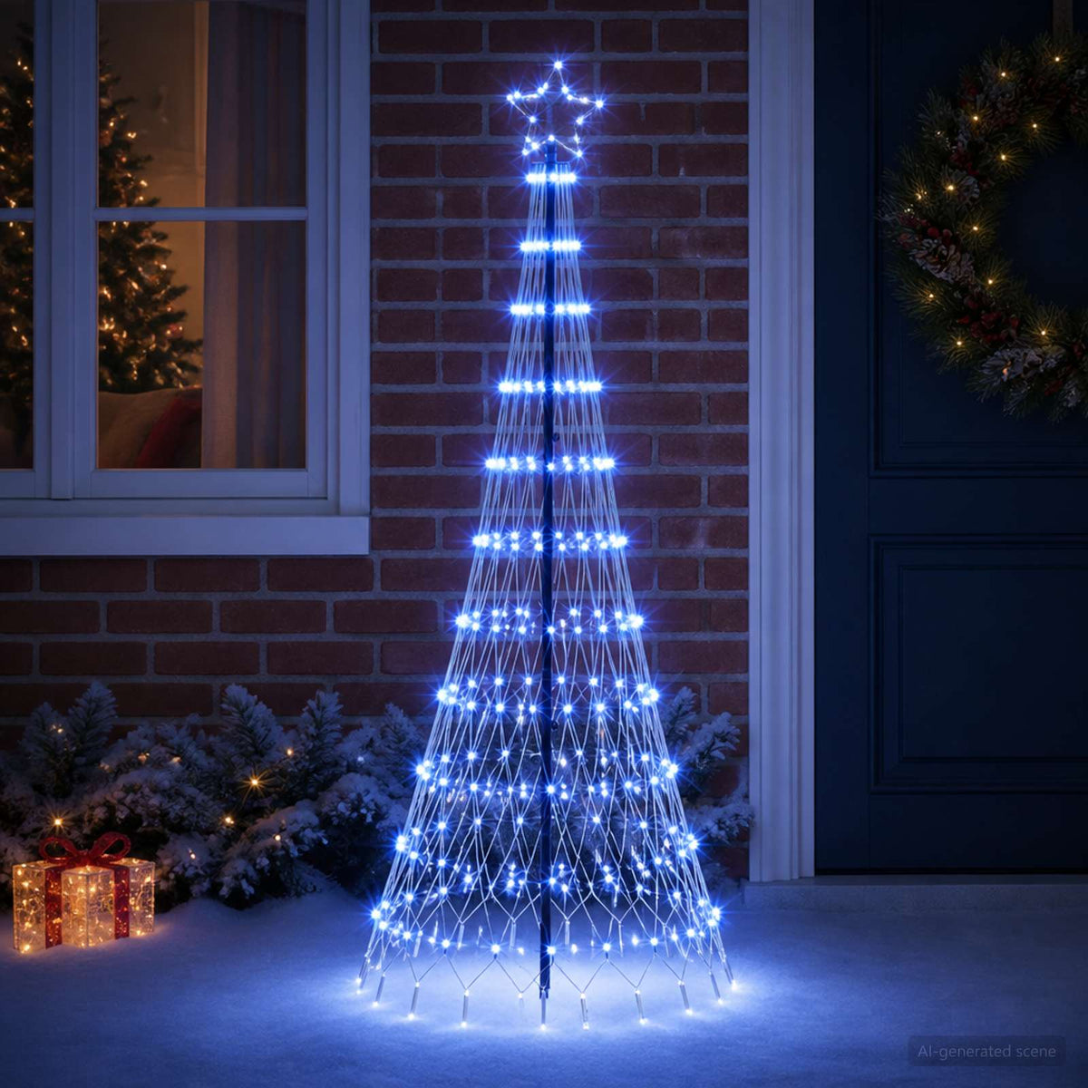 LED Χριστουγεννιάτικο Δέντρο 180 εκ. 230 LED Μπλε Σίδερο Μαύρο