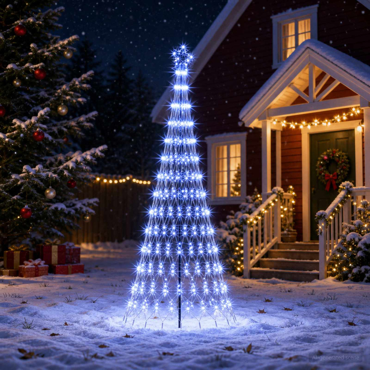 LED Χριστουγεννιάτικο Δέντρο 250 εκ. 290 LED Μπλε Σίδερο Μαύρο