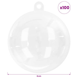 Σετ Χριστουγεννιάτικων Μπαλών 100 τμχ. Διαφανές Διάμ. 8 cm
