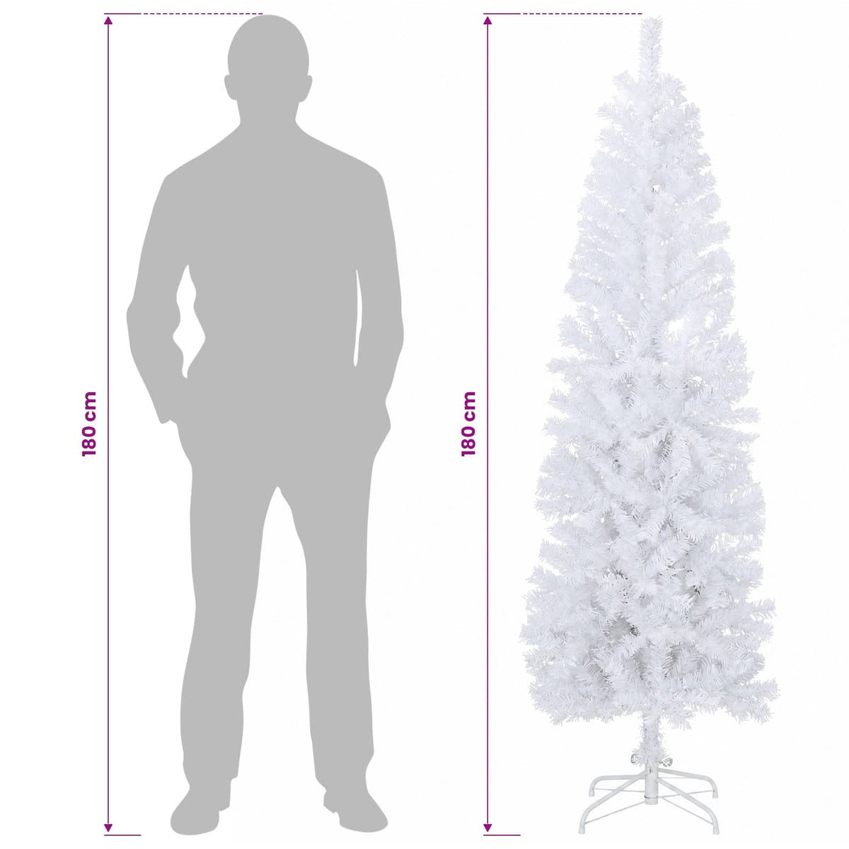 Τεχνητό Λεπτό Χριστουγεννιάτικο Δέντρο 180 εκ. PVC και Ατσάλι