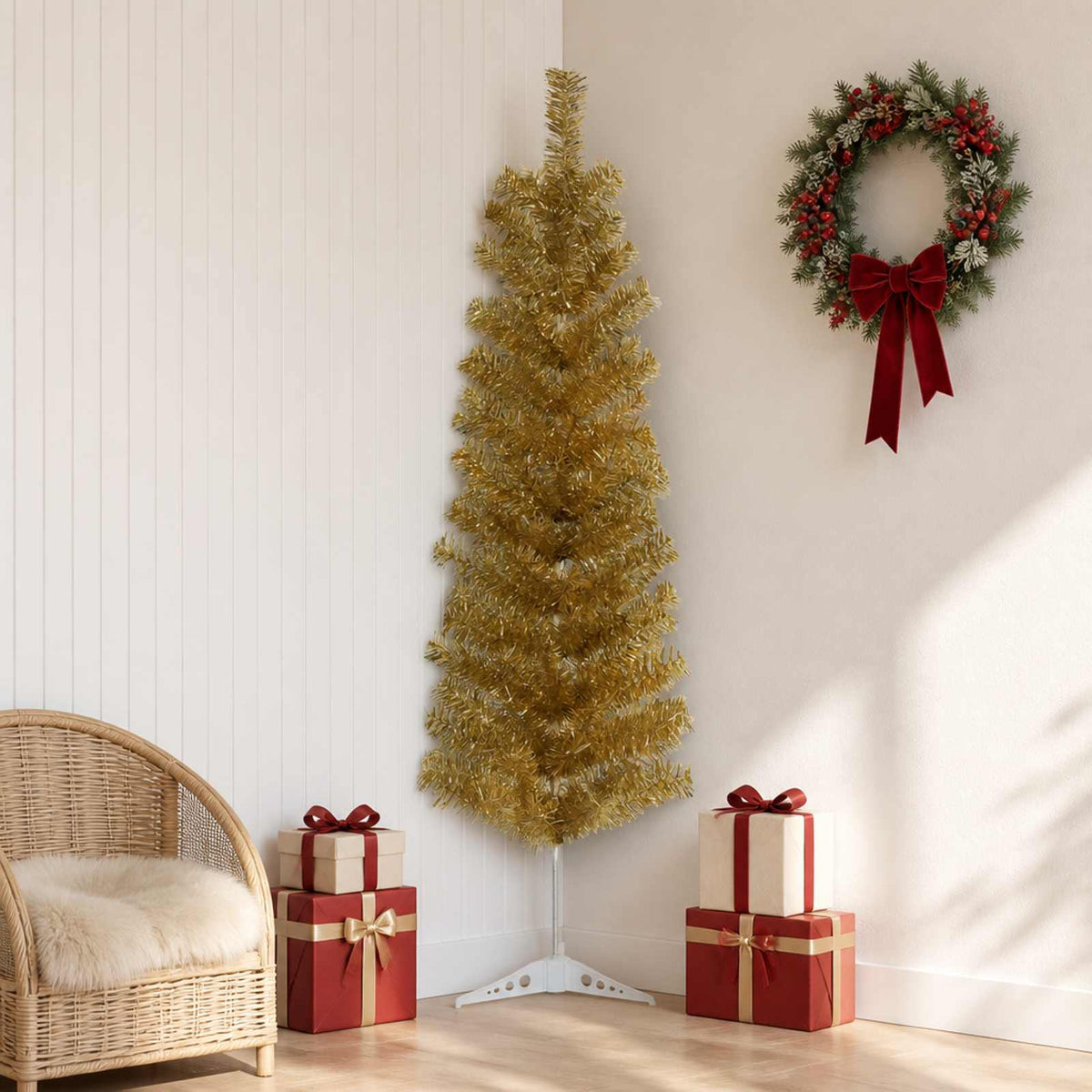 Τεχνητό Λεπτό Χριστουγεννιάτικο Δέντρο 150 εκ. PVC και Ατσάλι - Pakobazaar