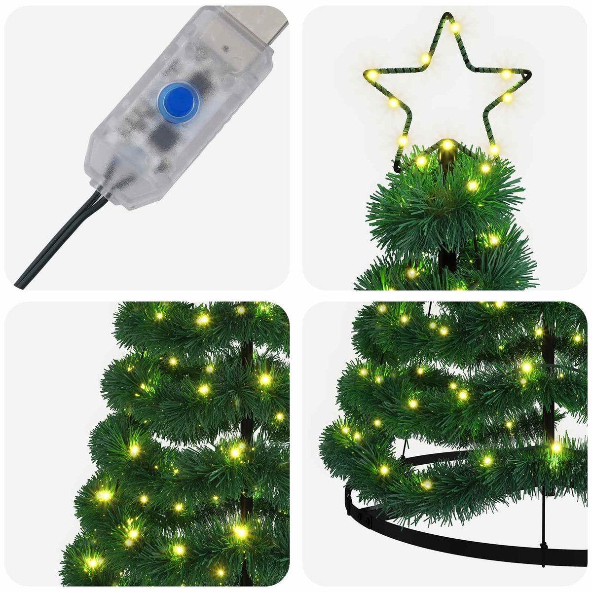 Χριστουγεννιάτικο δέντρο με tinsel, LED και βάση EKENAS 180 εκ.