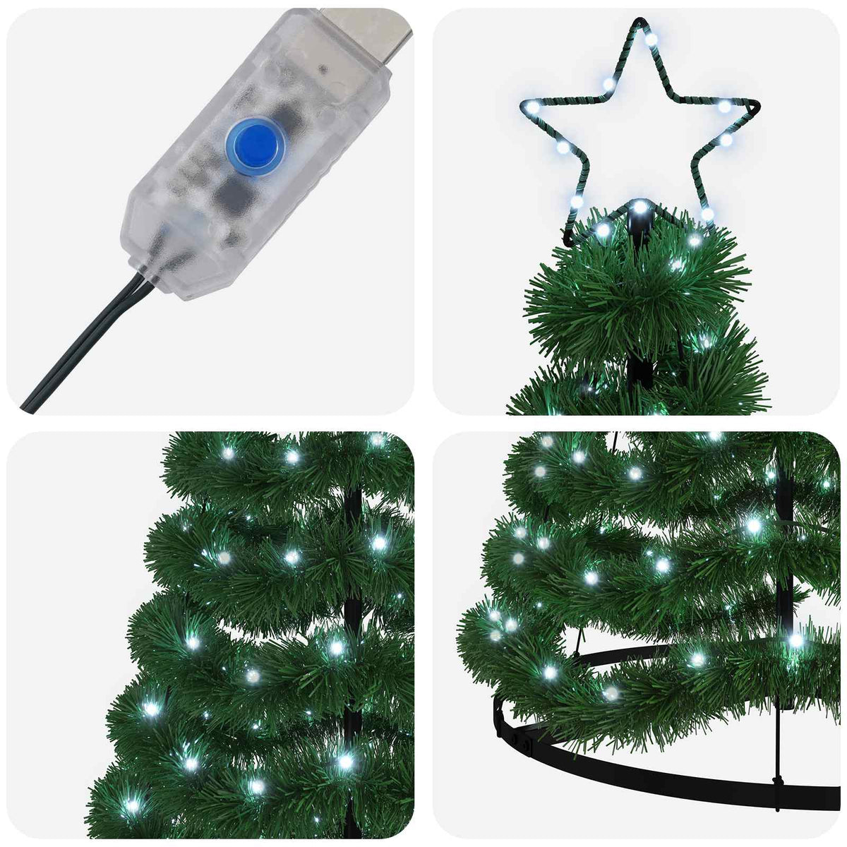 Χριστουγεννιάτικο δέντρο με tinsel, LED και βάση EKENAS 180 εκ.