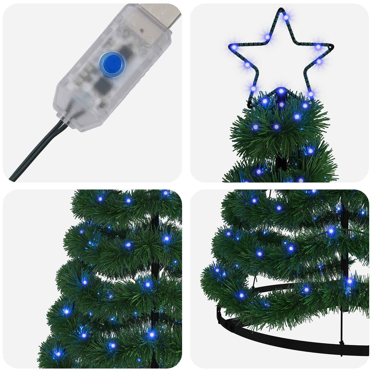 Χριστουγεννιάτικο δέντρο με tinsel, LED και βάση EKENAS 180 εκ.