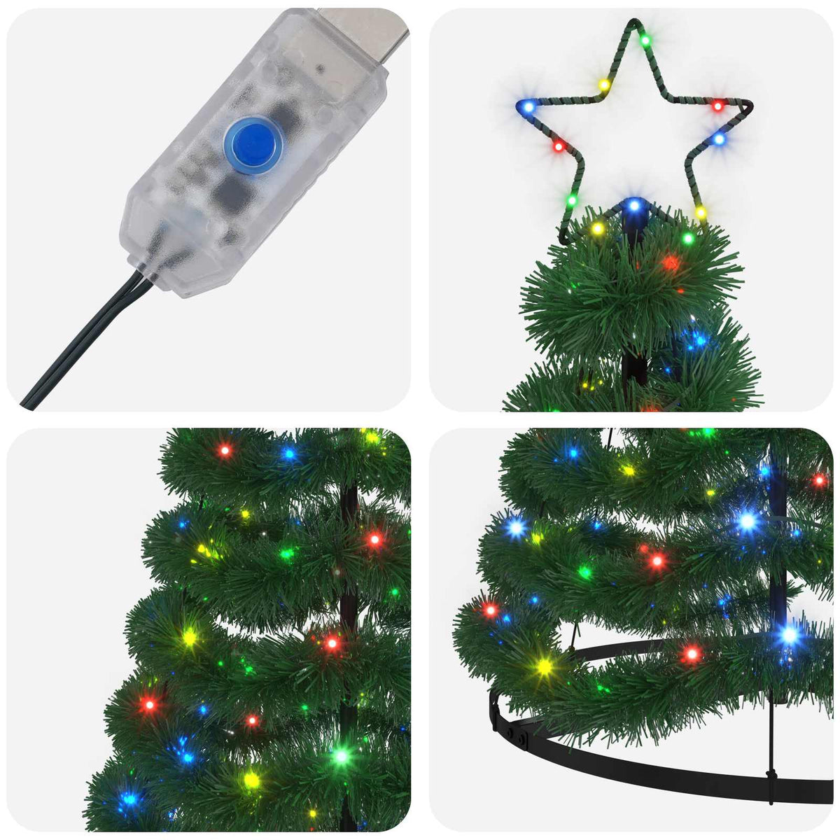 Χριστουγεννιάτικο δέντρο με tinsel, LED και βάση EKENAS 180 εκ.