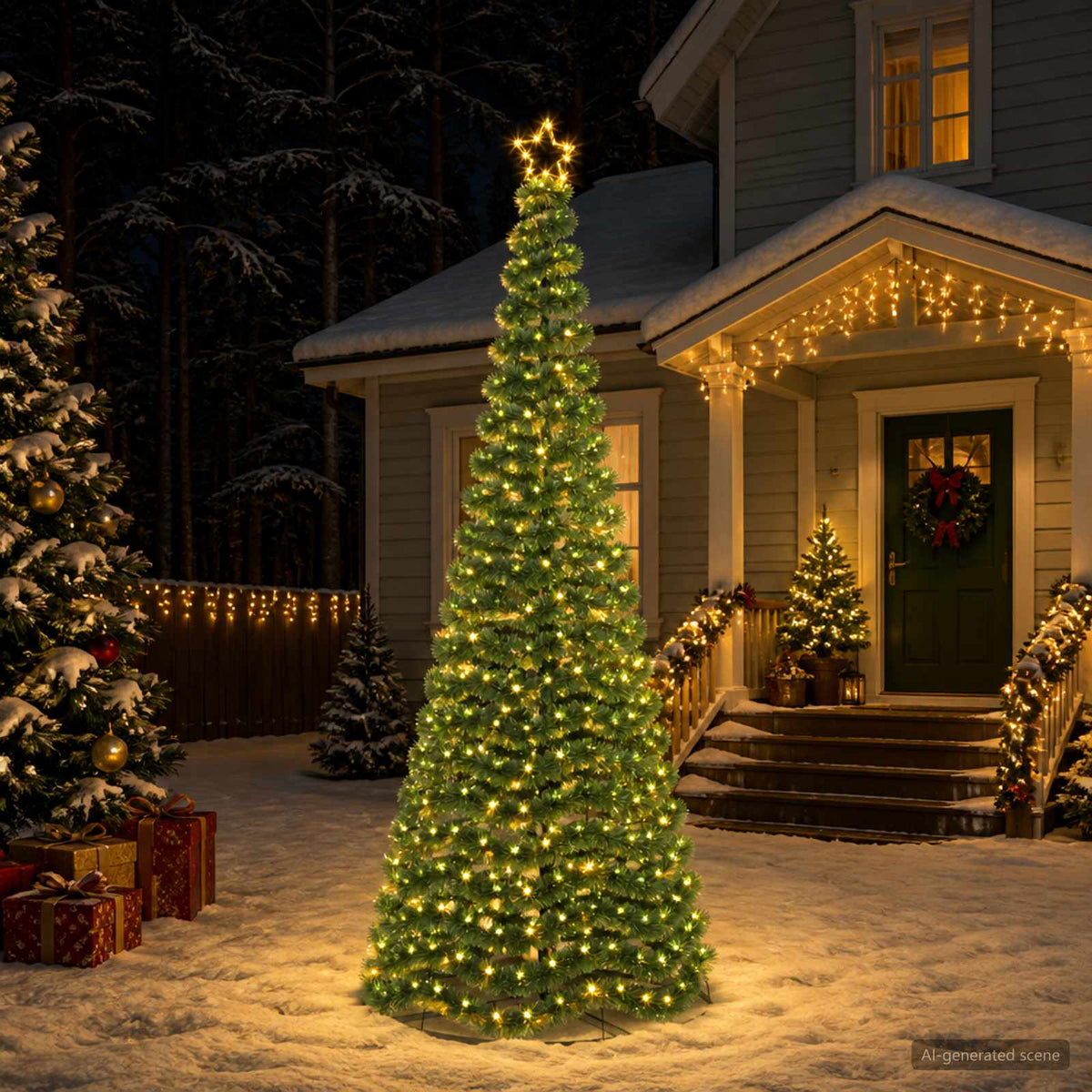 Χριστουγεννιάτικο δέντρο με tinsel, LED και βάση EKENAS 250 εκ.