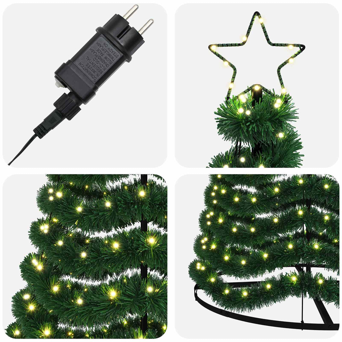 Χριστουγεννιάτικο δέντρο με tinsel, LED και βάση EKENAS 250 εκ.