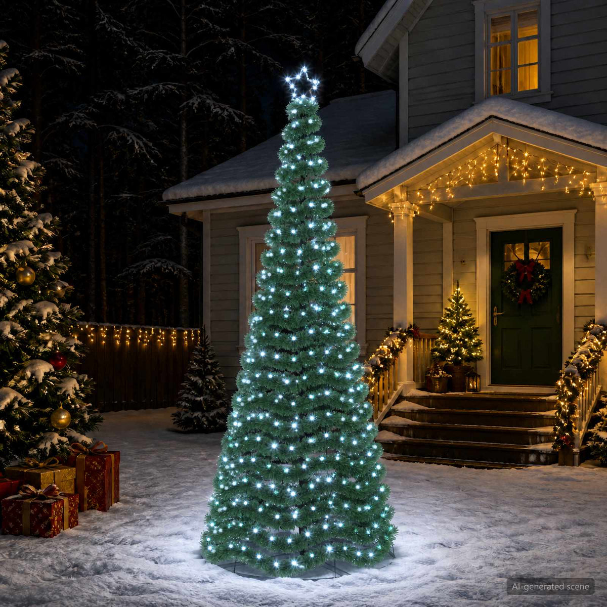 Χριστουγεννιάτικο δέντρο με tinsel, LED και βάση EKENAS 250 εκ.