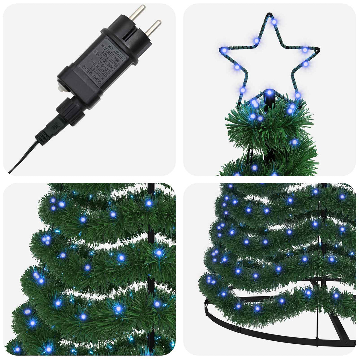 Χριστουγεννιάτικο δέντρο με tinsel, LED και βάση EKENAS 250 εκ.