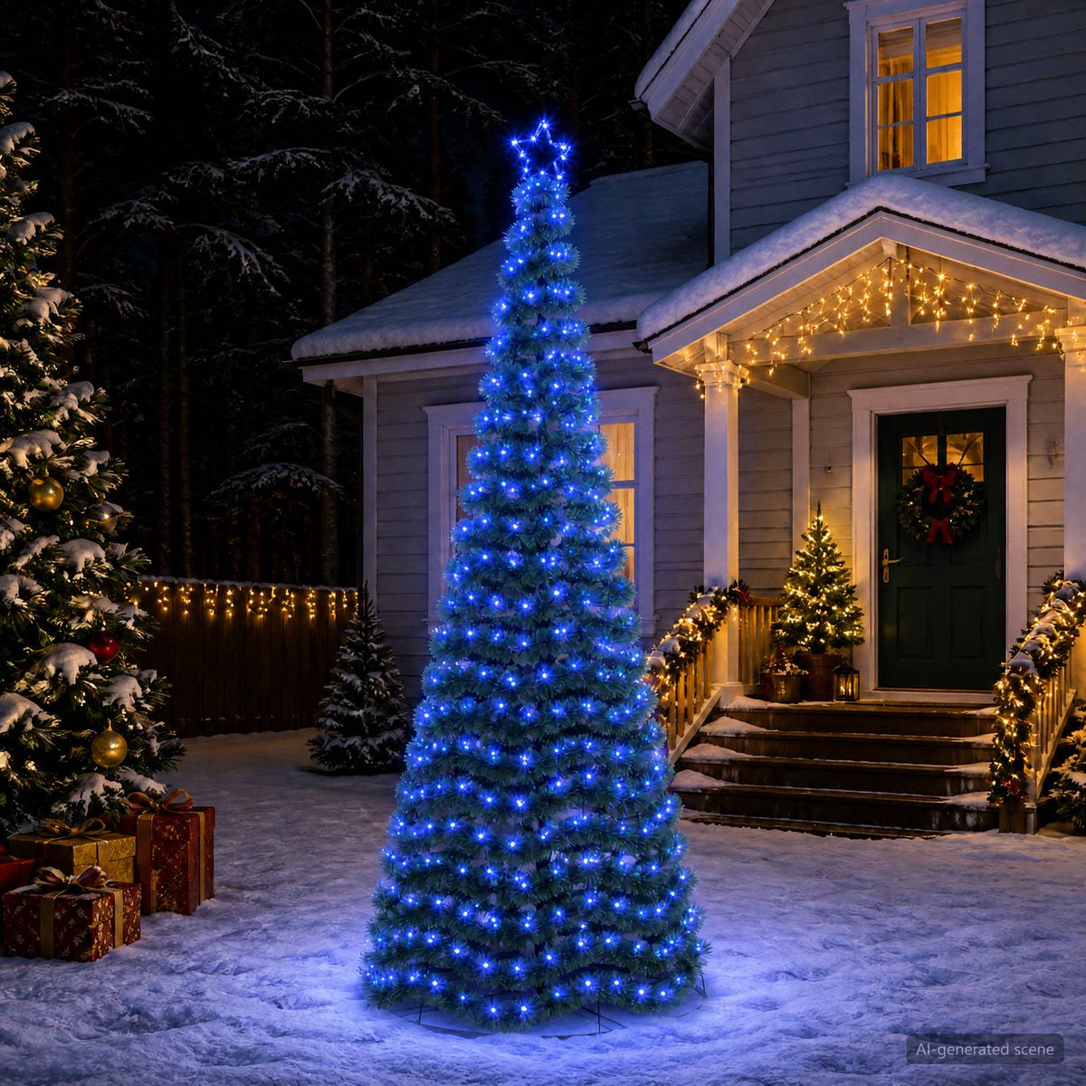Χριστουγεννιάτικο δέντρο με tinsel, LED και βάση EKENAS 250 εκ.