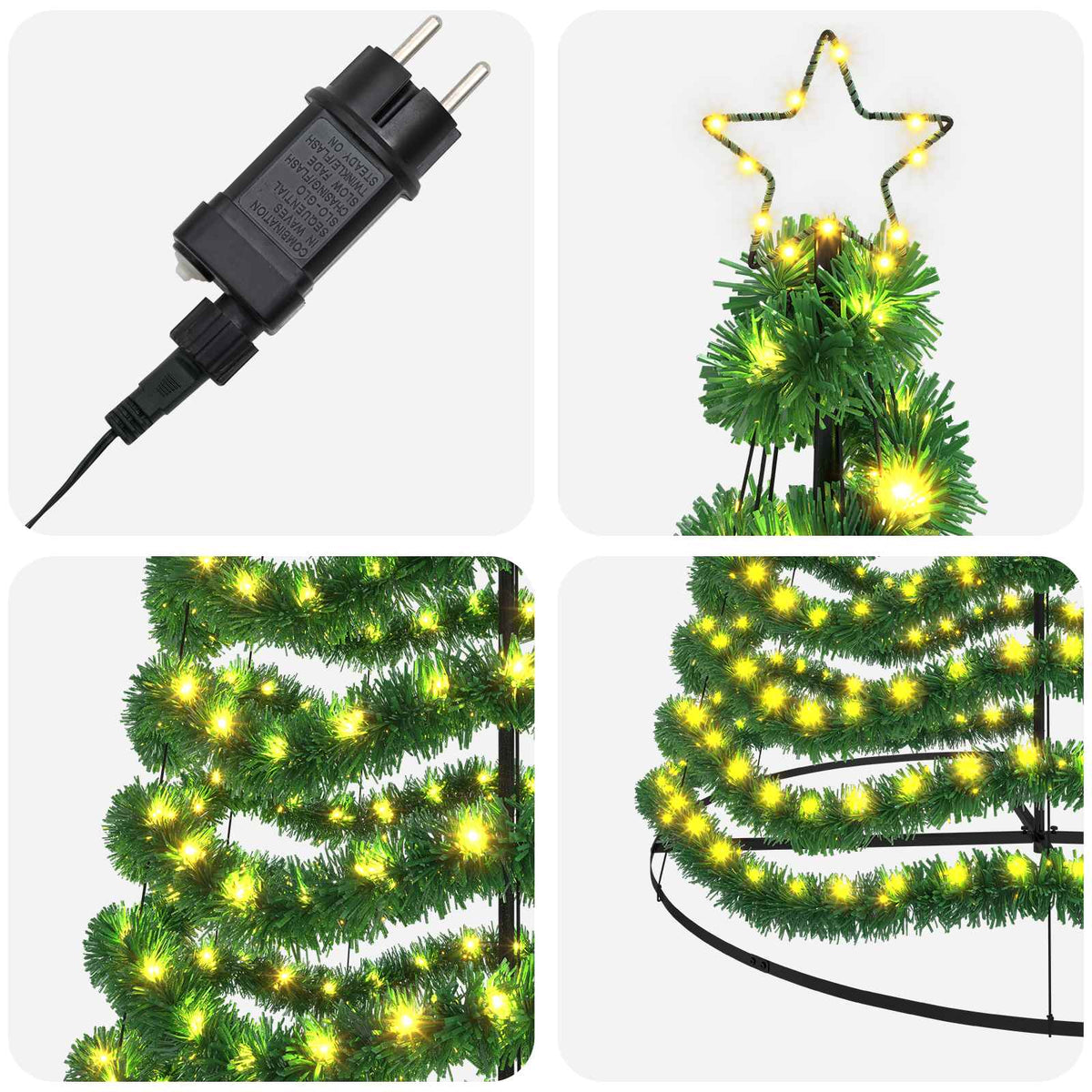 Χριστουγεννιάτικο δέντρο με tinsel, LED και βάση EKENAS 400 εκ.