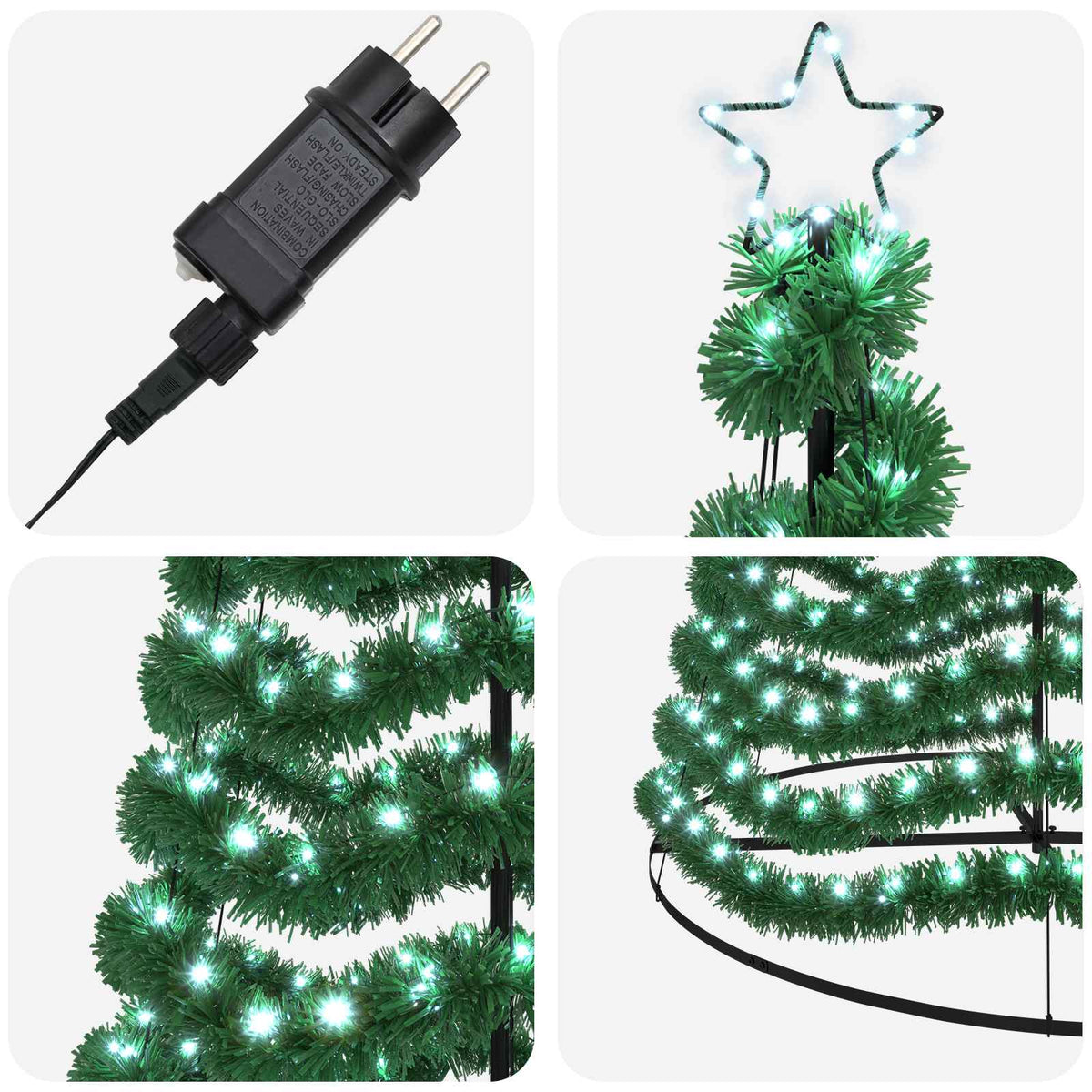 Χριστουγεννιάτικο δέντρο με tinsel, LED και βάση EKENAS 400 εκ. - Pakobazaar