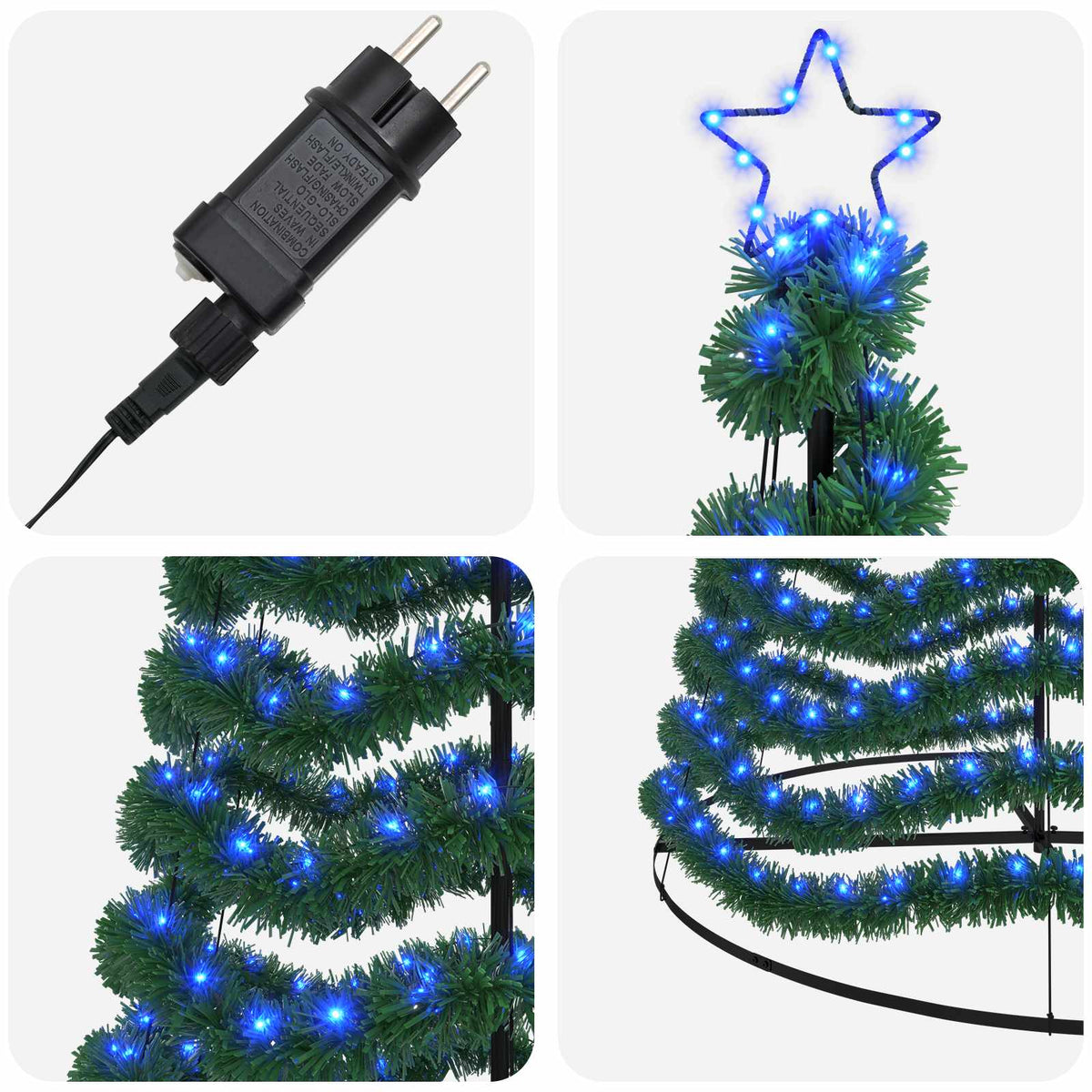 Χριστουγεννιάτικο δέντρο με tinsel, LED και βάση EKENAS 400 εκ.