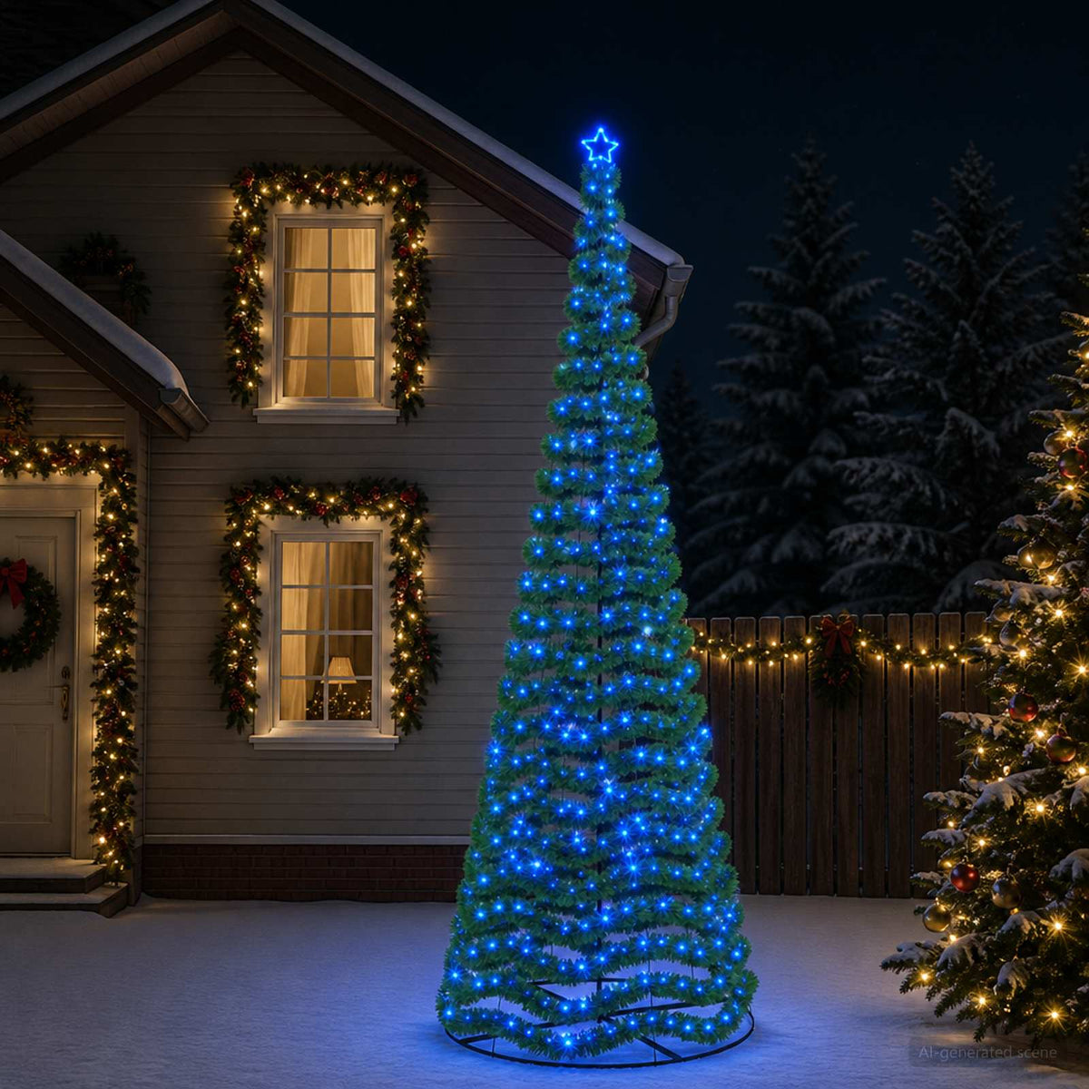 Χριστουγεννιάτικο δέντρο με tinsel, LED και βάση EKENAS 400 εκ.