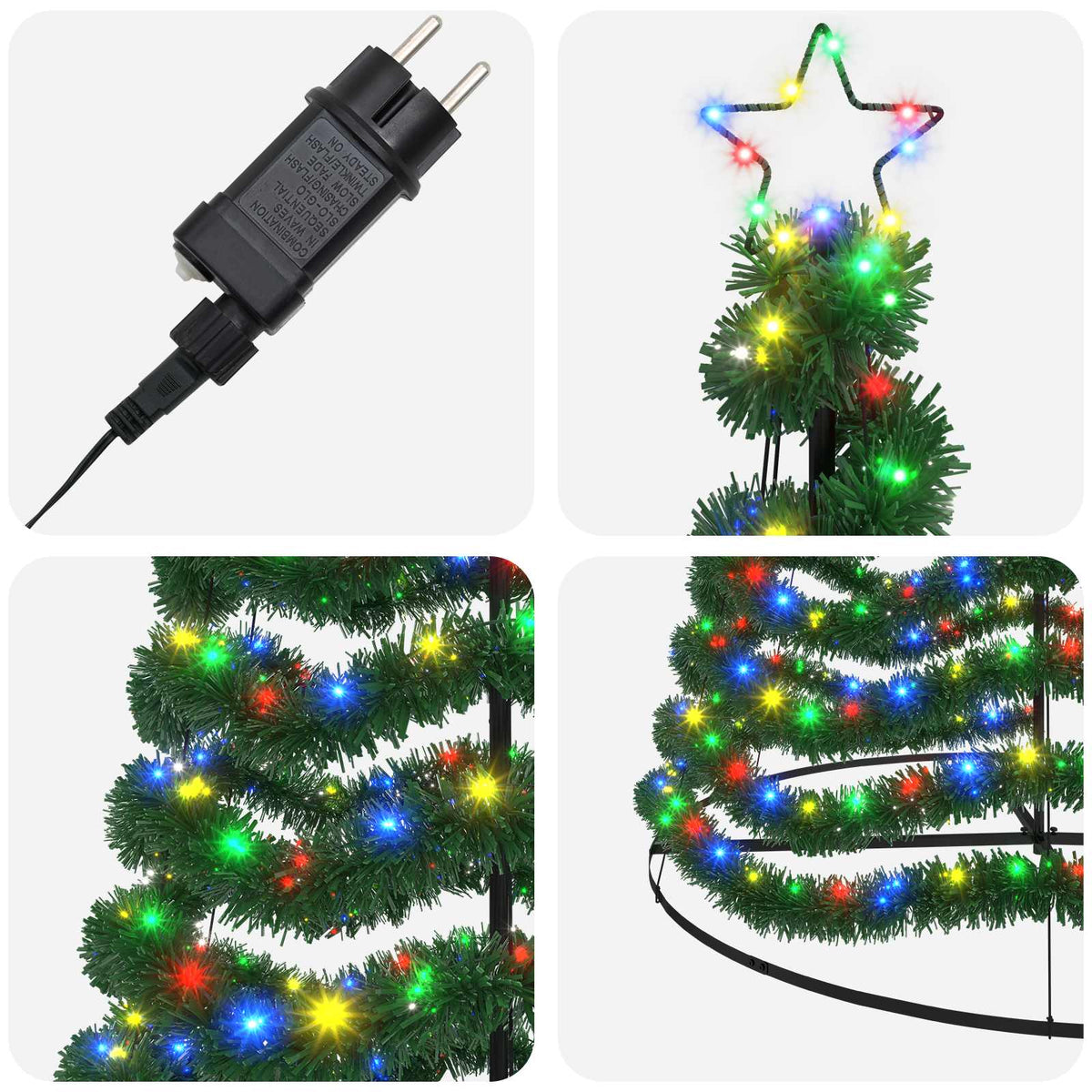 Χριστουγεννιάτικο δέντρο με tinsel, LED και βάση EKENAS 400 εκ. - Pakobazaar