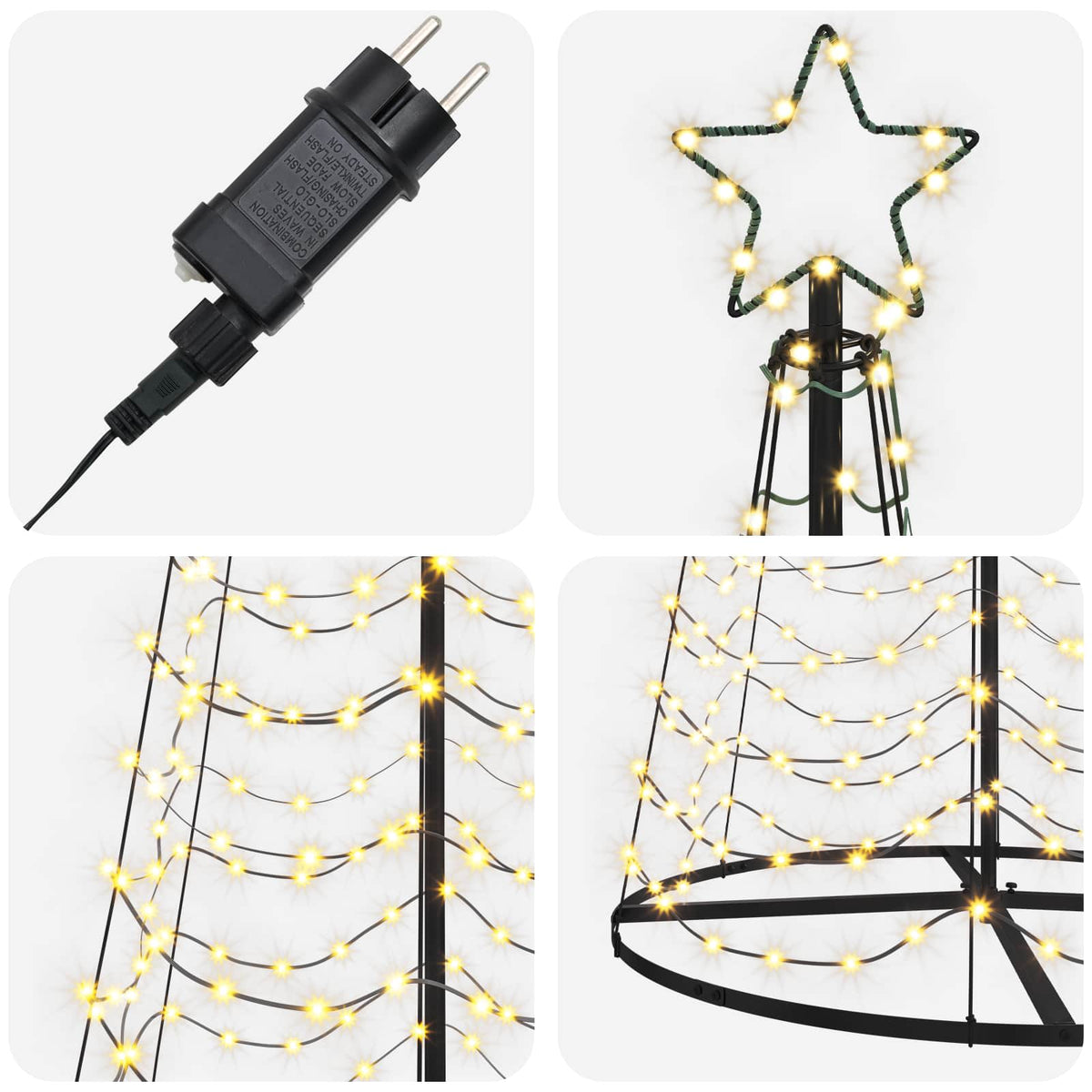 Χριστουγεννιάτικο δέντρο σπιράλ LED με βάση EKENAS 300 εκ. - Pakobazaar
