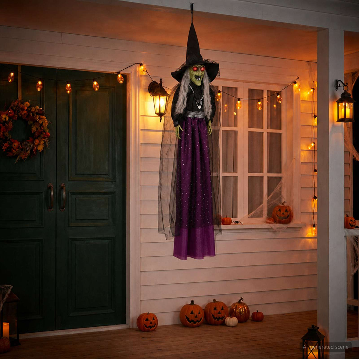 Κρεμαστή μάγισσα Halloween SPOOKA Μοβ 30 x 133 cm - Pakobazaar