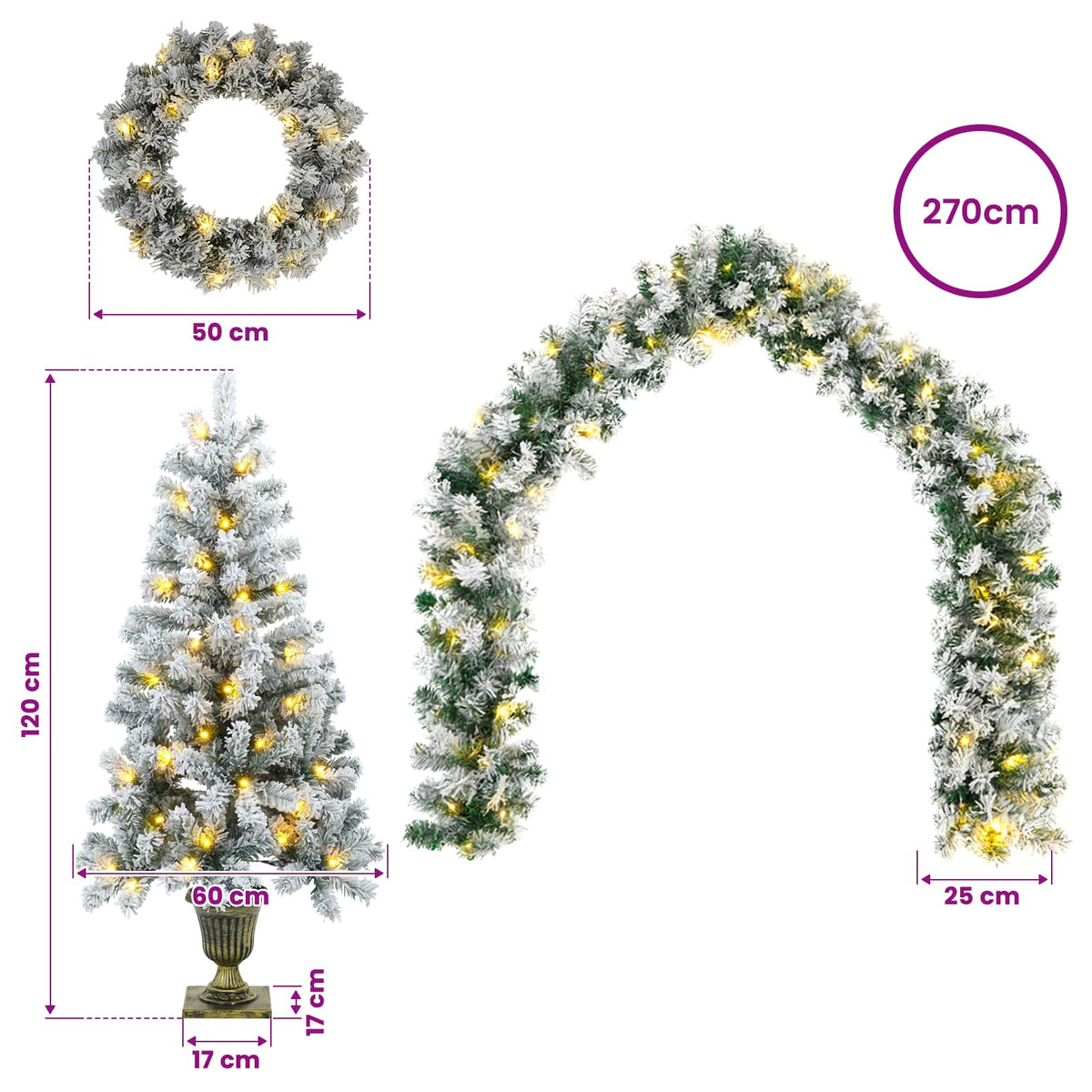 Μίνι Χριστουγεννιάτικο Δέντρο 120 εκ. 175 LED Θερμό λευκό PVC - Pakobazaar