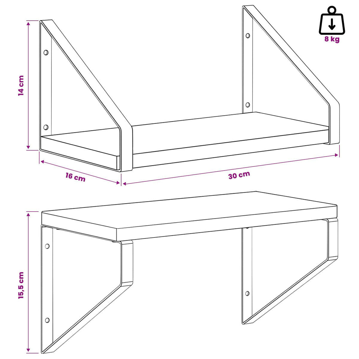 Ράφια Τοίχου 4 τμχ. Sonoma Δρυς 30 x 16 x 15,5 cm - Pakobazaar