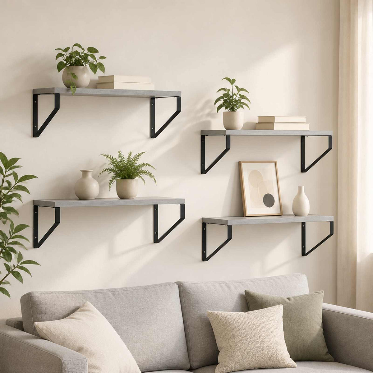 Ράφια Τοίχου 4 τμχ. Γκρι Sonoma 50 x 16 x 15,5 cm