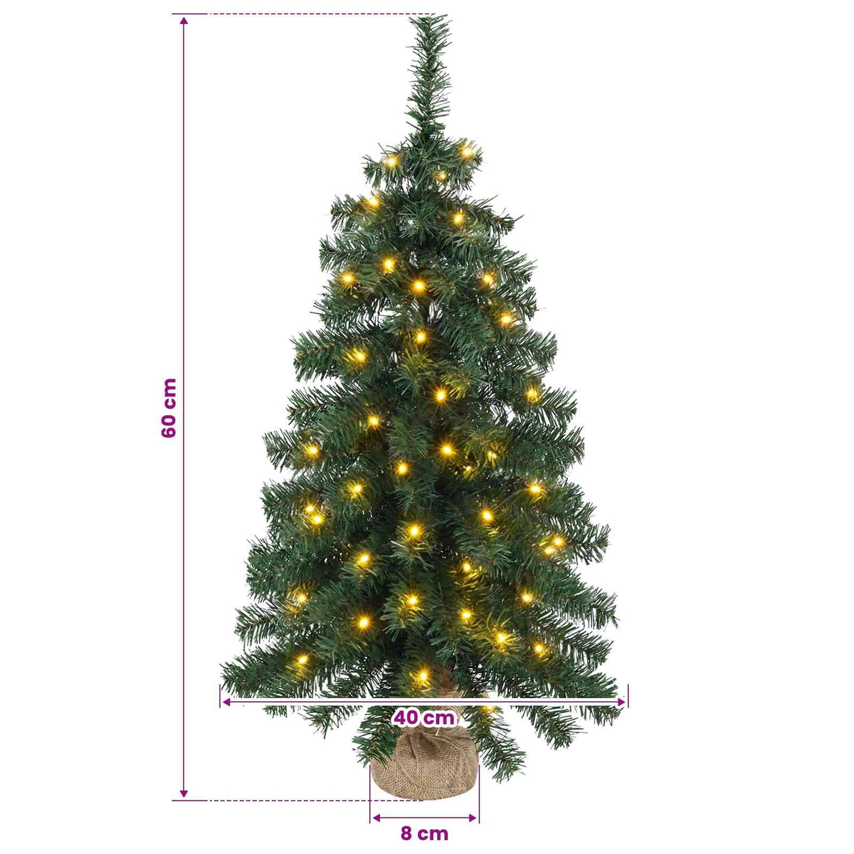 Μίνι Χριστουγεννιάτικο Δέντρο 60 εκ. 25 LED Θερμό λευκό PVC