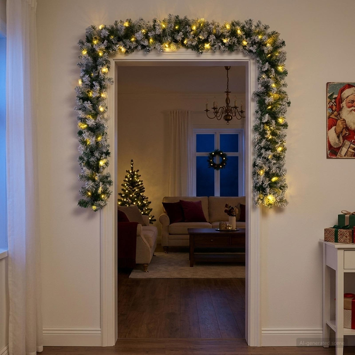 Χριστουγεννιάτικη στεφάνη Λευκό 270 cm PVC 50 LED - Pakobazaar